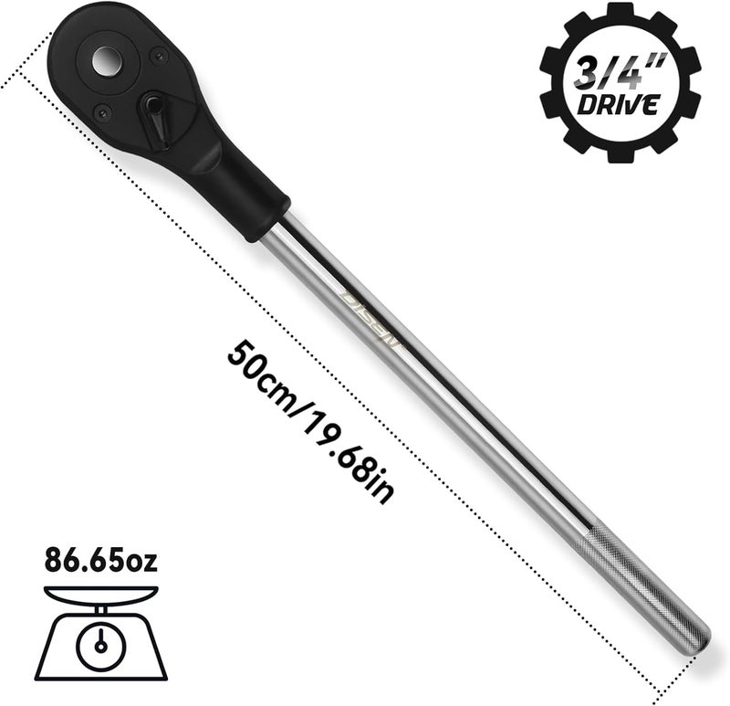 DISEN 3/4'' Drive Ratchet,24-Tooth Gear with 15° Sweep,Quick-Release Reversible Ratcheting with Reinforced Steel - Image 3